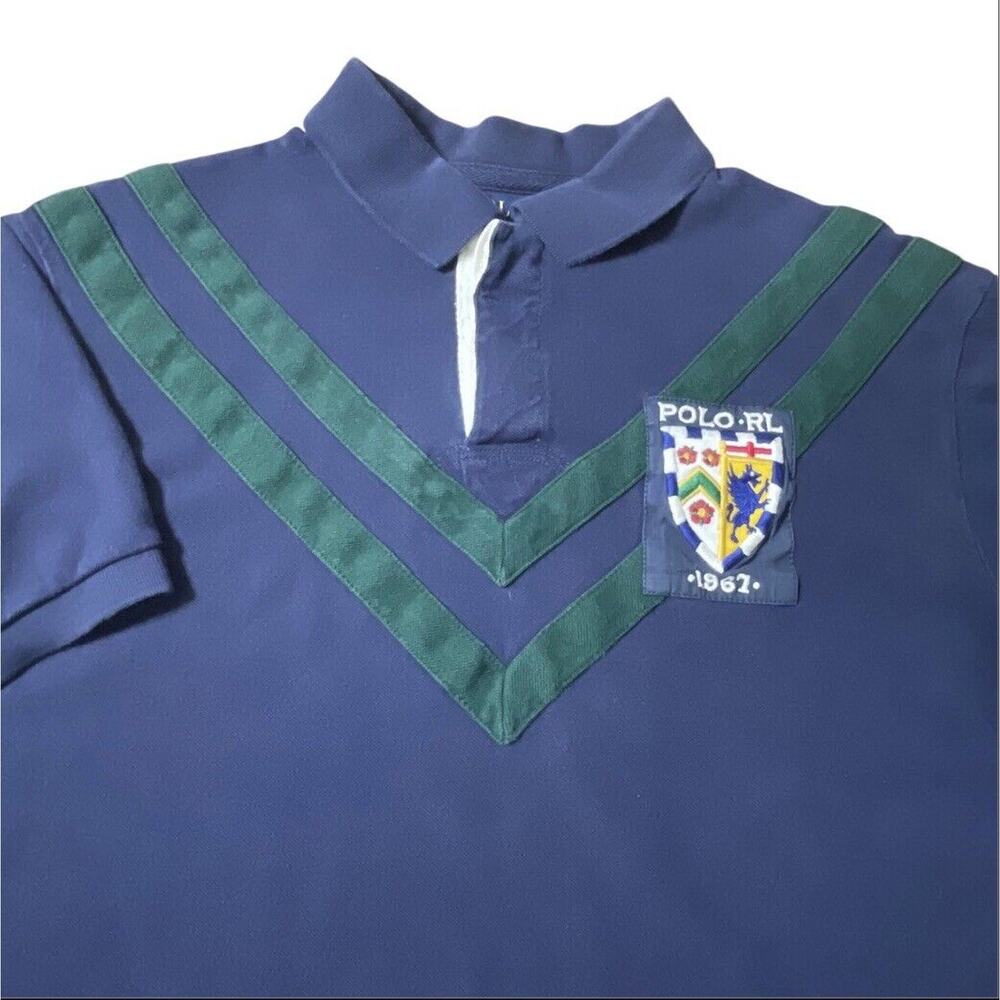 Ralph Lauren Custom Fit Lion Crest Polo Shirt Lion Crest Sewn Navy Blue XXL Men